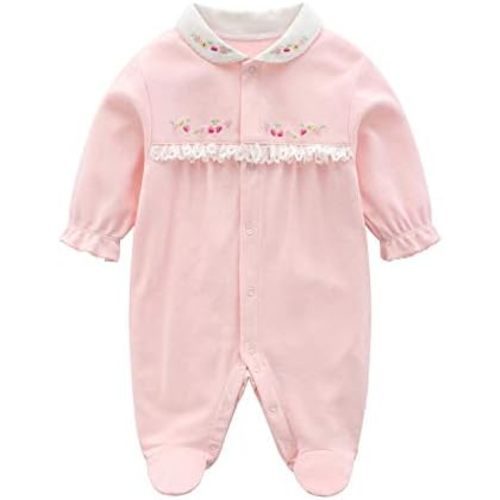 Babymine Baby One Piece Romper Soft Cotton Sleepwear Footed Jumpsuit for 0-12 Month Infant