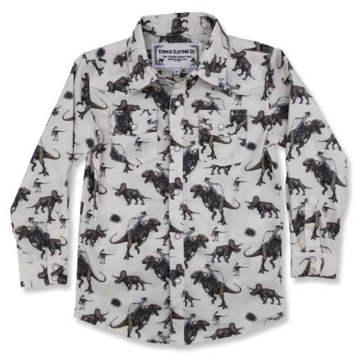 Cowboy Dino Long Sleeve Pearl Snap (Toddler-Adult) β Cowkid Clothing Company
