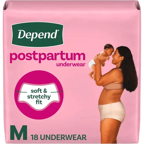 Depend Postpartum Underwear for Women, Adult Incontinence Underwear, Maximum Absorbency, Medium, 18 Count