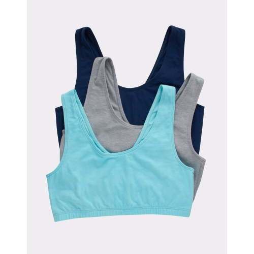 Hanes Bralette 3-Pack Women's Bra Cotton Scoopneck Crop Sports Low Impact HFA002