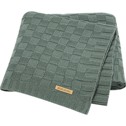 LAWKUL Green Baby Blankets Knitted Cable Babe Blanket Soft Airy Newborn Infant Receiving Swaddle Boy Girl Stroller 40"x30"