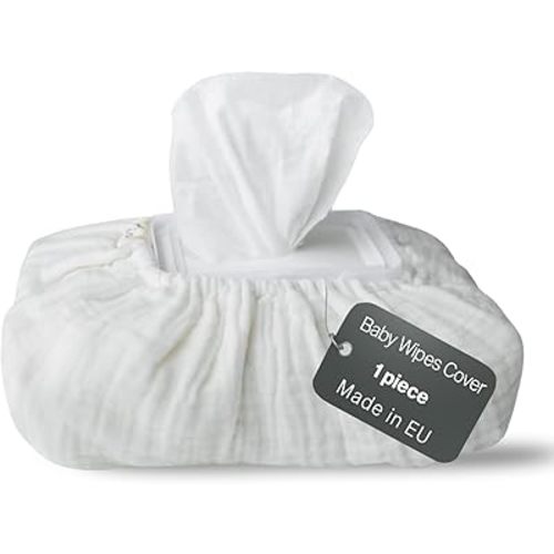 Baby Wipes Cover – Universal Size, One Size Fits All Wipes Packages | Muslin Cotton Tissue Cover for Nursery, Diaper Bag & Changing Table, Station | Gingham & Neutral Patterns (Cream)