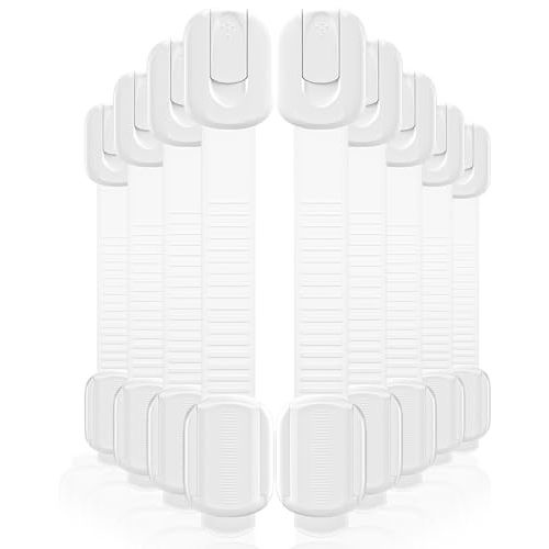 9 Pack Cabinet Locks Baby Proofing - Child Proof Cabinet Locks with 3M Adhesive, Easy Installation Adjustable Child Safety Drawer Latches No Drill, Multi-Use for Kitchen Ovens Fridge Toilet Seat