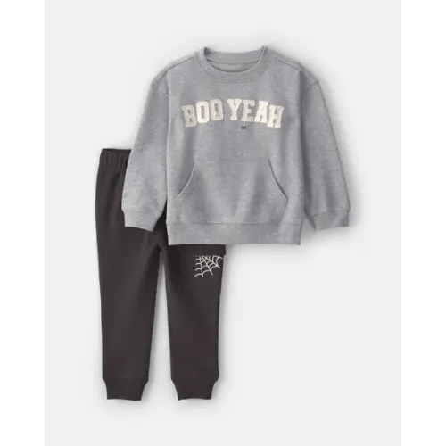 Baby Boy 2-Piece 'Boo Yeah' Halloween French Terry Sweatshirt & Pant Set - Grey/Black | Carter's