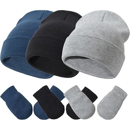 Baby Hats and Mittens Set Infant Toddler Beanie Caps Hospital Hat Set Newborn Gloves for Baby Boys Girls