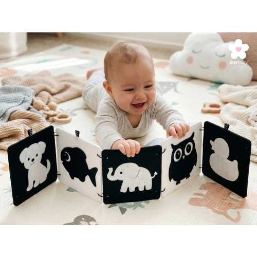 High Contrast Baby Animal Felt Cards: Newborn Visual Stimulation