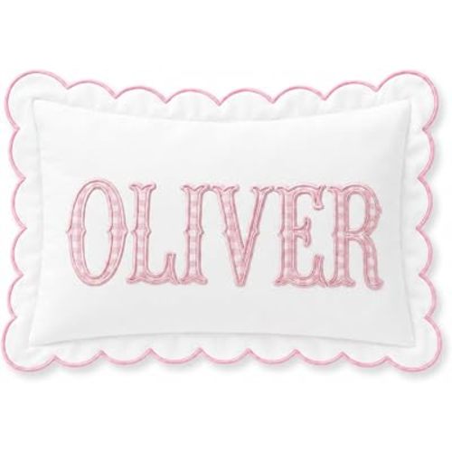 Pink Gingham Monogram Lumbar Pillow