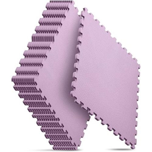 Home Gym Mat, Puzzle Exercise Mat, EVA Interlocking Foam Floor Tiles for Home Workout Equipment and Kids' Play Areas - Blue, 24 in x 24 in x ½ in - (Pink, 12 Pack (48 SQ FT))