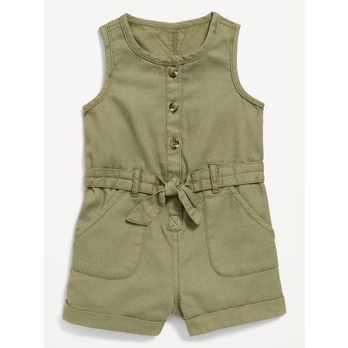 Sleeveless Tie-Front Utility Romper for Baby