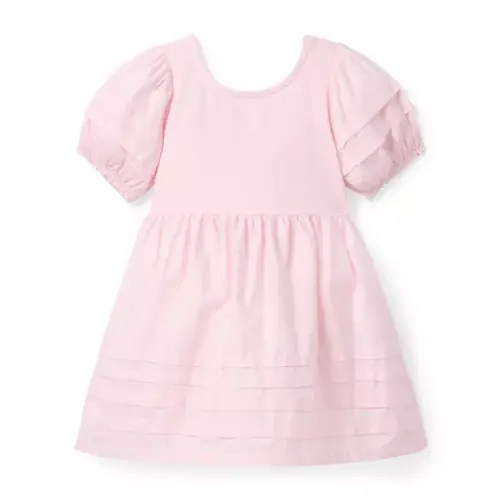 Girl Bubble Pink Pintuck Puff Sleeve Dress by Janie and Jack