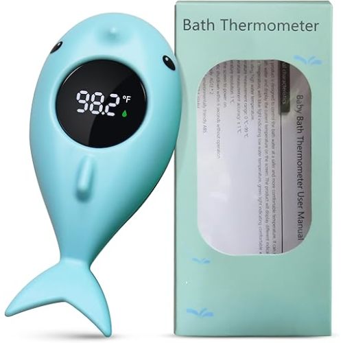 Floating Toy Baby Bath Thermometer Fish – Bath Thermometer Baby Safety | Digital Water & Room Temperature Monitor for Newborn & Toddlers | BPA-Free, Easy to Use with Color Indicators (Blue)