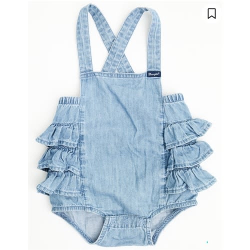 Wrangler Infant Girls' Ruffle Denim Onesie