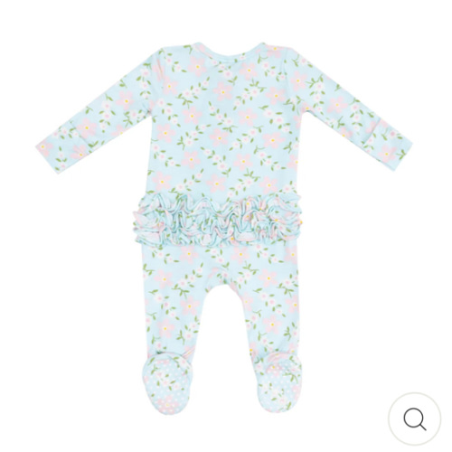 2 Way Zipper Ruffle Front Footie - Vintage Daisy