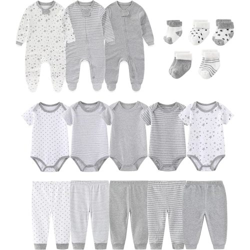 Baby Boy Girl 18 Pack Layette Set Cotton Infant Unisex Clothes and Accessories New born Essentials Clothing Sets