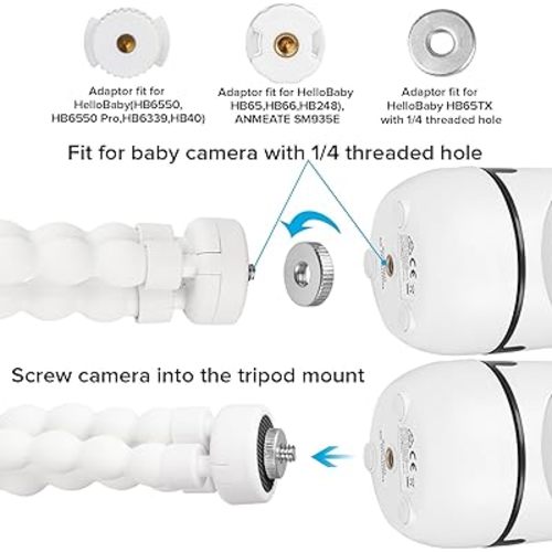 Tripod Baby Monitor Mount for HelloBaby HB65/HB40/HB6550/HB6560/HB6148/HB66/HB6339/HB6550 Pro, ANMEATE 549/SM935E, Flexible Baby Camera Mount Attach Your Camera Wherever You Want
