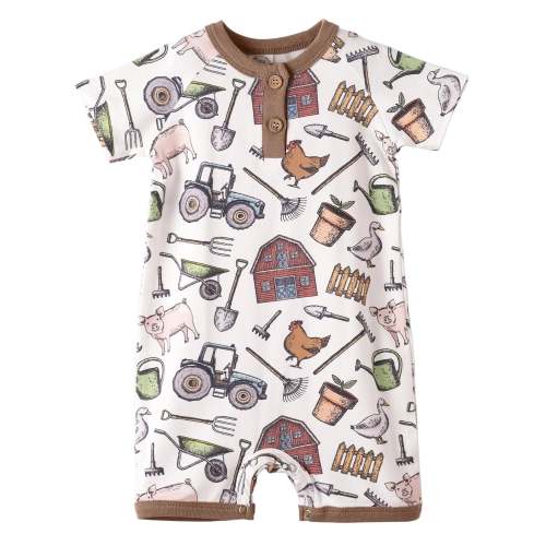 Farmer's Market Baby Boy Shortall Romper–Soft Bamboo – Celebrate This
