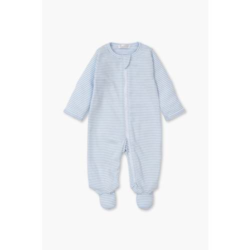 Blue Classic Rib Zipper Footie | kissy kissy