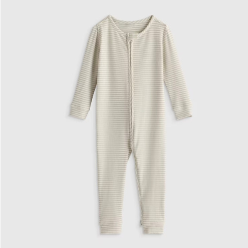 Softest Rib One Piece  in Grey Stripe