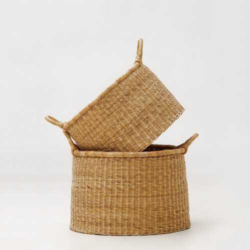 Handmade Large Woven Storage Basket – Natural Organizer for Laundry, Toys, Towels & Blankets