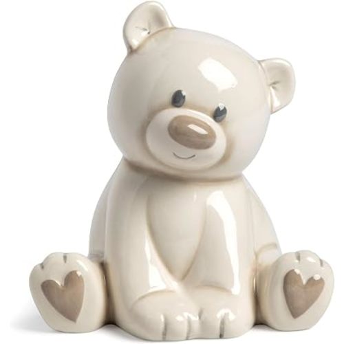 DEMDACO Teddy Bear Piggy Money Bank, Tan and Brown, 7 x 5.5 in