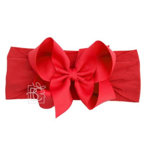 Large Pantyhose Headband With Classic Grosgrain Bow