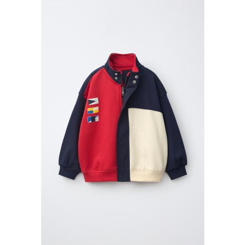 FLEECE PATCH BOMBER JACKET - Navy blue | ZARA United States