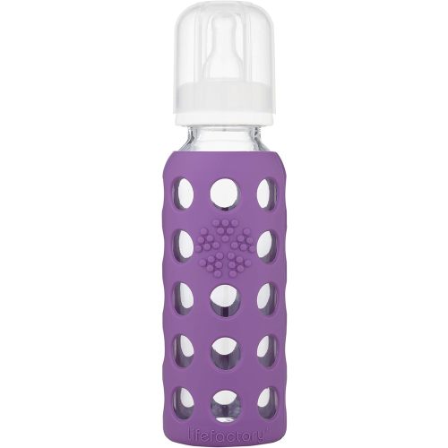 Lifefactory Glass Baby Bottle with Stage 2 Nipple and Protective Silicone Sleeve Grape 9 Oz (LF110021C4)