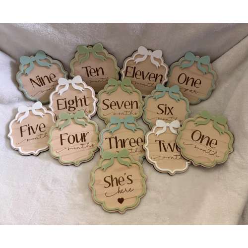 Vintage Bow Milestones | Girl Milestones | Baby Shower Gift | Baby Girl Wooden Monthly Milestone Markers