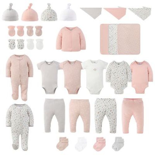 The Peanutshell Layette Gift Set for Baby Girls, Field Floral, 30 Piece