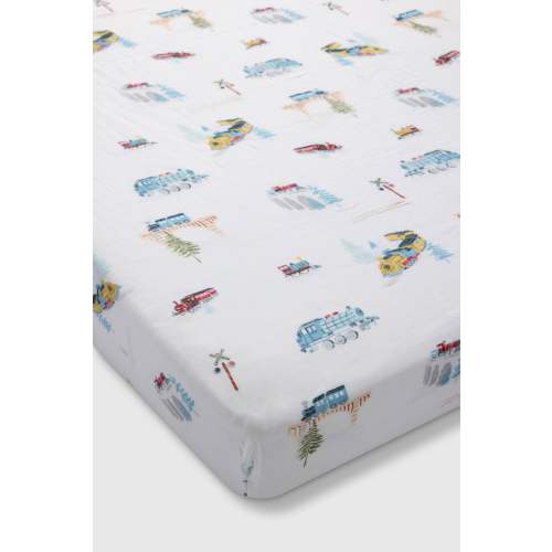 Muslin Fitted Crib Sheet - All Aboard