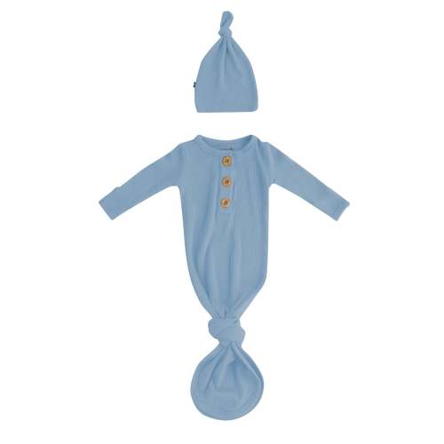 Ribbed Knotted Gown and Hat Slate | Going Home | Kyte Baby