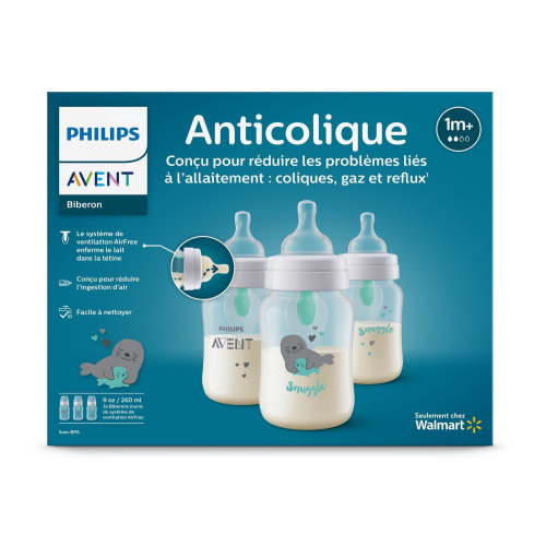Philips Avent Anti-colic Baby Bottle with AirFree Vent with Seal Design, 3x9oz Bottles, SCY703/76 - Walmart.ca