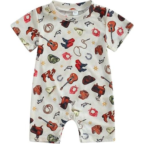 Toddler Baby Boy Girls Farm Clothes Western Farm Animals Chicken/Cow Print Romper Newborn Jumpsuit Country Stuff