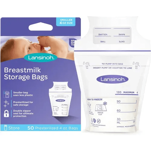 Lansinoh Breastmilk Storage Bags, 50 Count, Baby Essentials, Fast Freeze & Thaw Breast Milk Bags for Baby Bottle Feeding, Superior Strength & Stretch, 4 Ounce