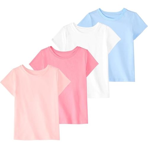 Garanimals Baby & Toddler Girl T-Shirt - Short Sleeve Tees - Kid's Casual Crew Neck - Size 0-6T - 4 Pack Set