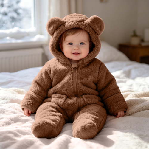 Newborn Baby Fleece Footie Snowsuit Winter Bunting Onesie Cartoon Warm Hooded Romper Jumpsuit Outfits For Girls Boys