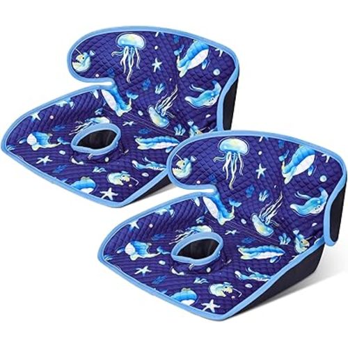Babenest Car Seat Potty Protector Cover -Waterproof Carseat Training Liner for Baby &Toddler Shower Gifts, Dry Piddle Pee Pad with Fun Designs for Strollers & Infant Car Seats (2pcs Whale-Blue)