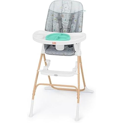 Bright Starts Disney Baby Winnie The Pooh Compact Folding High Chair, Food-Grade Safe Plate, 5-Point Harness, for Ages 6 Months and Up, Unisex – Classic Pals Pattern