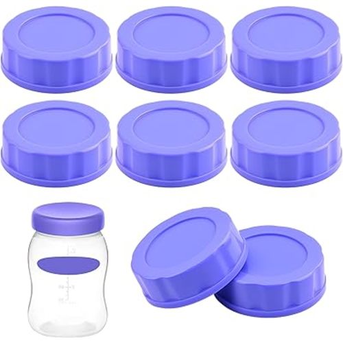 8 Pcs Baby Bottle Caps Compatible with Pigeon & Lansinoh Bottles Travel & Storage Lids Replacement Built-in Silicone Seal Leak-Proof (Purple)