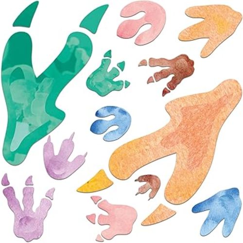 Fumete 48 Pcs Watercolor Dinosaur Footprints Floor Decals Dinosaur Tracks Wall Decals Peel and Stick Animal Footprints Stickers Removable Vinyl Wall Decal for Baby Nursery Bedroom Home Decor