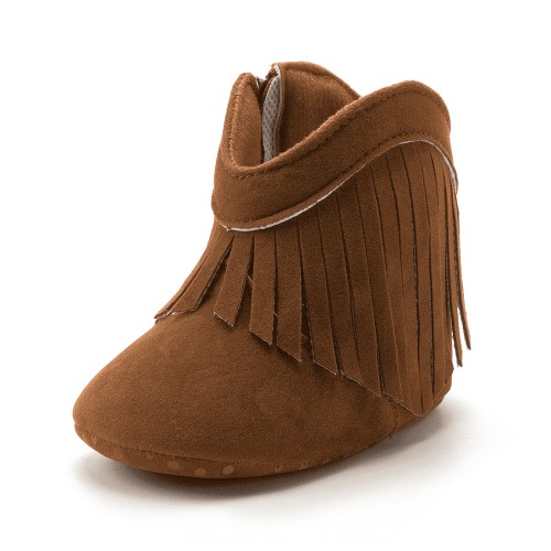 Meckior Baby Girls Boys Boots Infant Cowboy Tassel Booties Newborn Moccasins Shoes for 3-18 Months