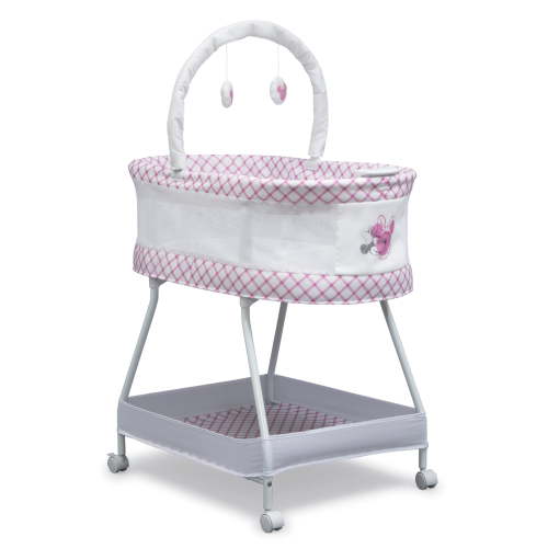 Disney Princess Sweet Dreams Bassinet by Delta Children – Portable Crib with Lights, Sounds and Vibration, Pink