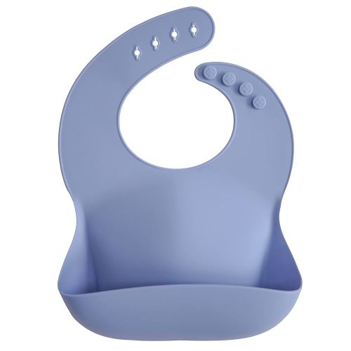 mushie Silicone Baby Bib | Adjustable Fit Waterproof Bibs (Powder Blue)