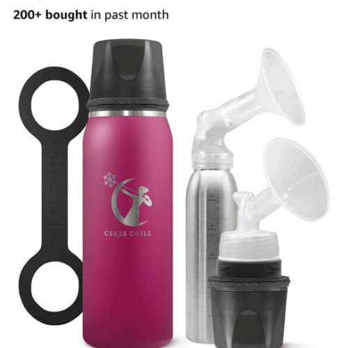Amazon.com : CERES CHILL OG Breastmilk Chiller, Reusable Storage Container, Up to 34 oz. - Bottle Cooler Keeps Milk at Safe Temperatures for Up to 20 Hours, Connects w/Most Pumps (Plum) : Baby