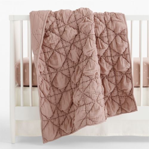 Supersoft Snuggle Puff Violet Rose 100% Organic Cotton Baby Crib Quilt