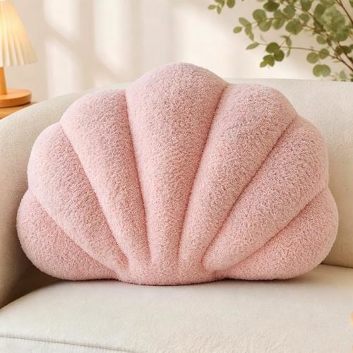 Seashell Pillow, Light Pink 13x10 Inch Coastal Throw Pillow