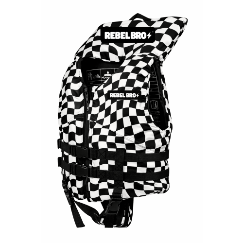 Neoprene Swim Vest with Head Support in Fast Lane (Wavy Checkered)