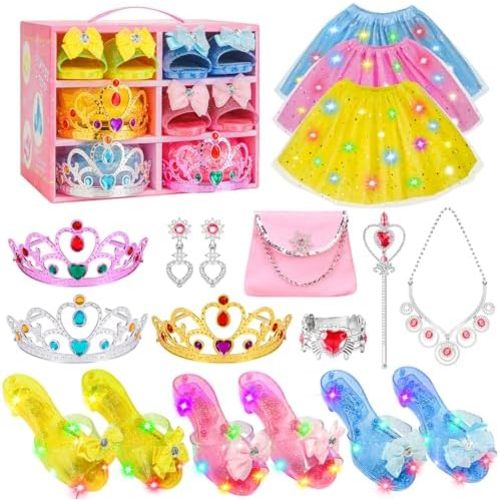 Meland Princess Dress Up Set for Girl Age 3-6 with Her First Heels & Skirts