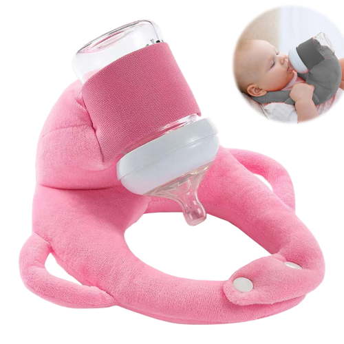 Baby Bottle Holder Self Feeding Support Pad For Hands Fee Bottle Feeding Drying Rack Bottle，Lazy breastfeeding tool for breastfeeding(Pink)