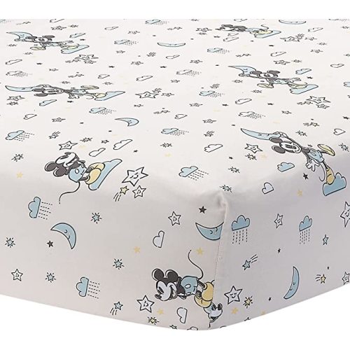 Lambs & Ivy Disney Baby Moonlight Mickey Mouse Fitted Crib Sheet - White